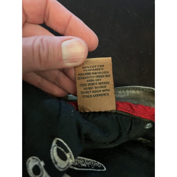 Makobi Jeans Mens 36x32 Olive Green Distressed Moto Zipper Pockets Style M1794 - Picture 13 of 13